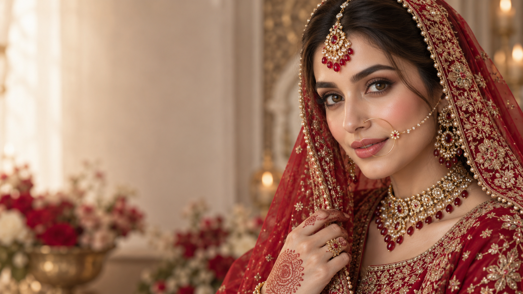 Pakistani bride in a traditional red bridal look